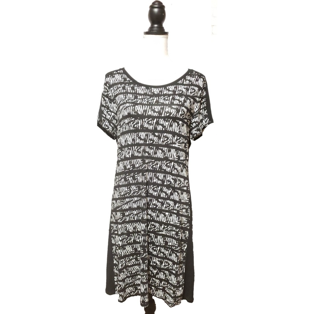 Calvin Klein Women's Dress Sz L Blk Wht Print